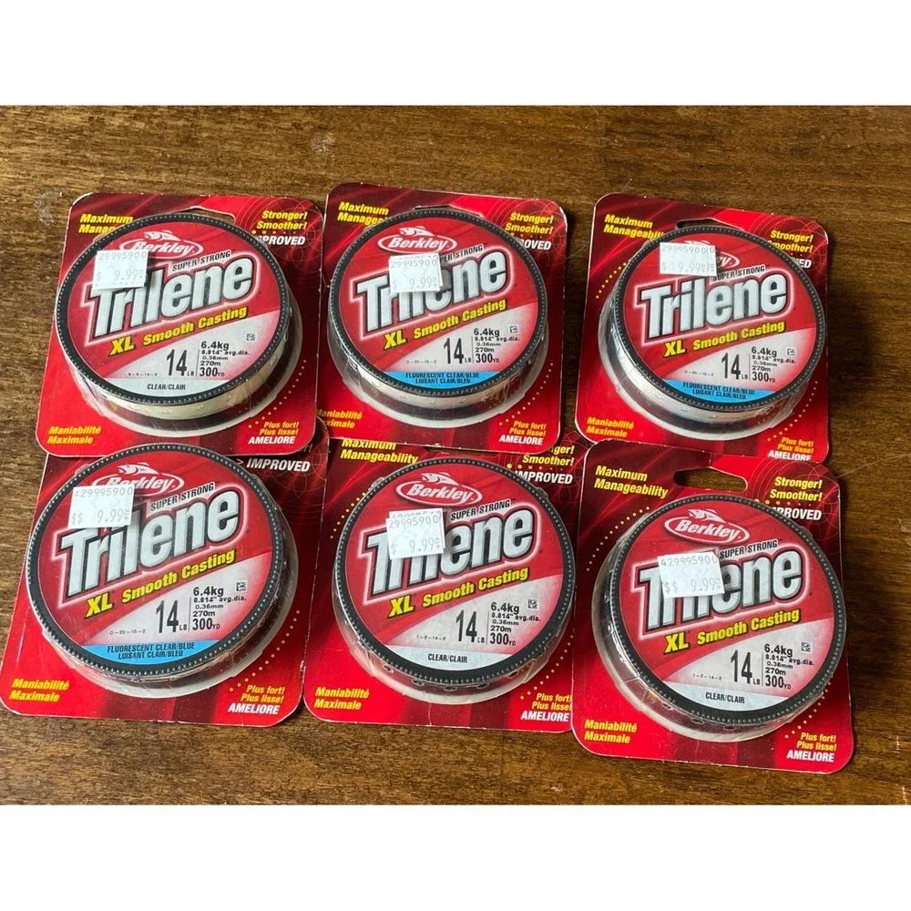 Berkley Lot Of 6 Trilene XL Smooth Casting 14lb. 6.4 kg .36 mm 300 Yards Clear